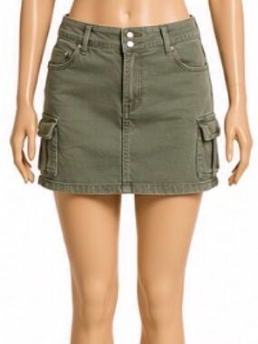 Casual Olive Cargo Mini Skirt
